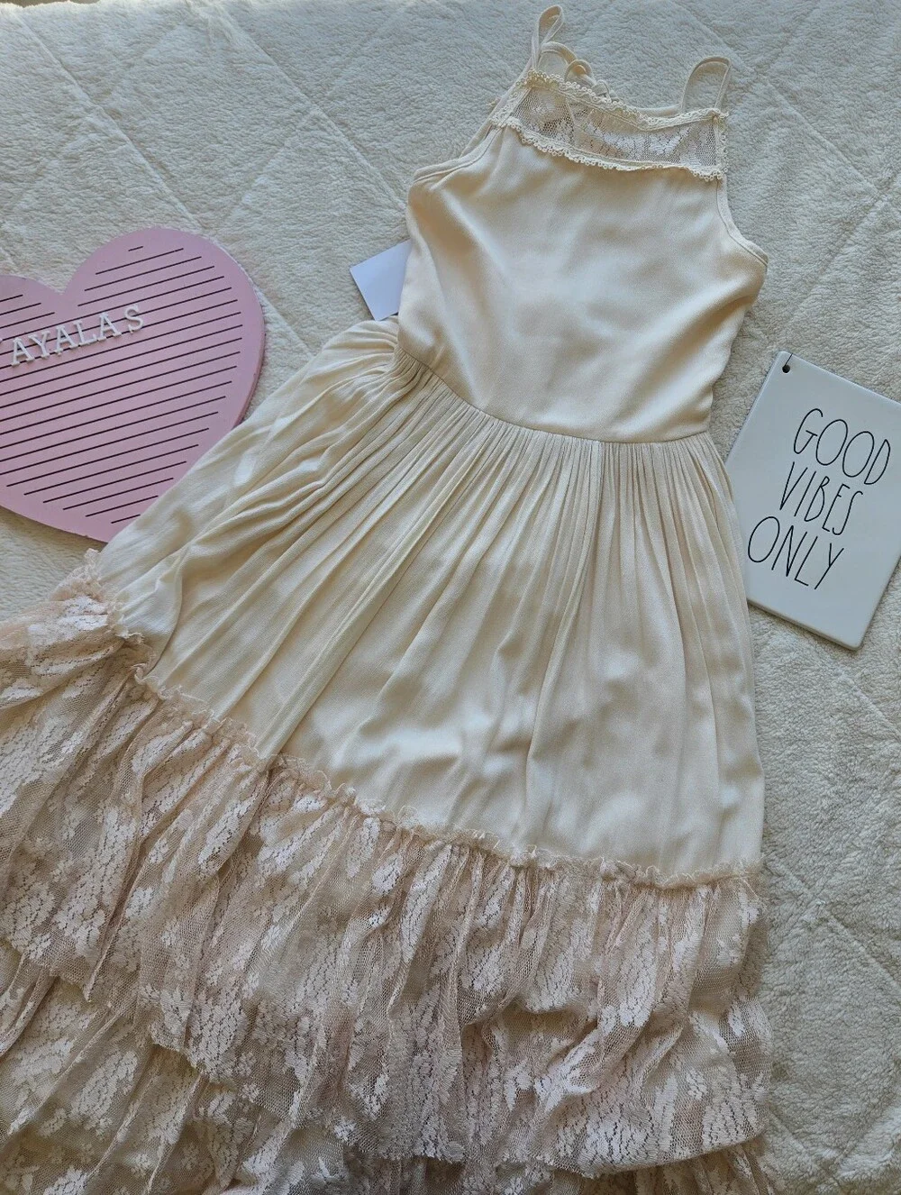 Joyfolie Catrin Dress in White Girls' Sleeveless Lace Trim Party Dress Size 7